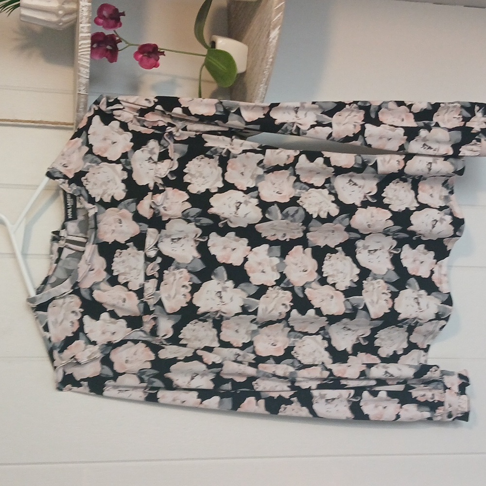 Karl Lagerfeld Floral Print Ruffle Blouse Top